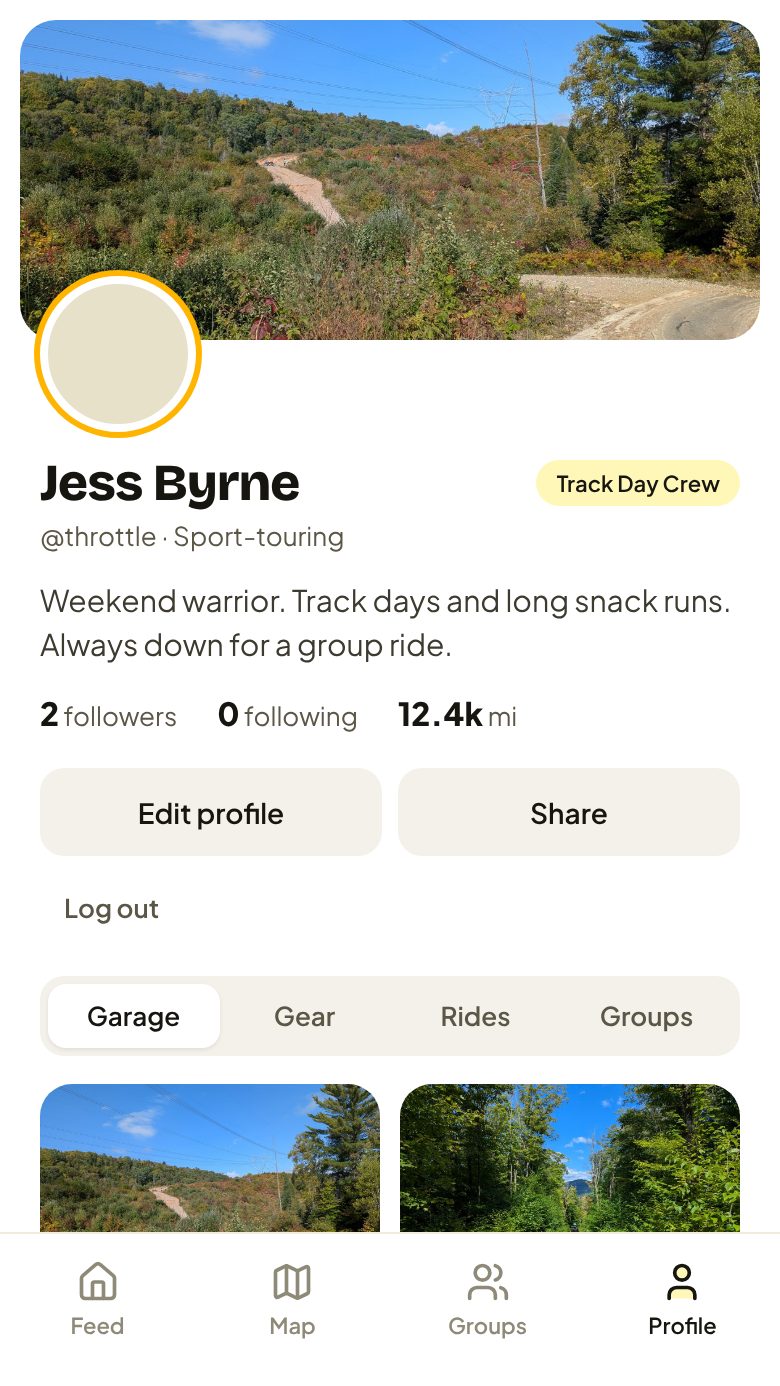 Square Helmet app: Your garage